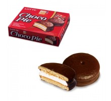 Печенье LOTTE "Choco Pie" ("Чоко Пай"), прослоенное, глазированное, в картонной упаковке, 336 г (12 штук х 28 г)