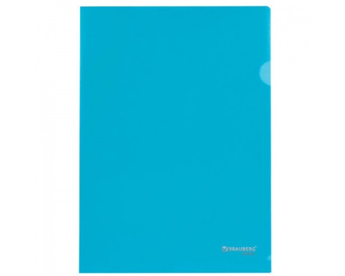 Папка-уголок BRAUBERG, синяя 0,10мм, 223964
