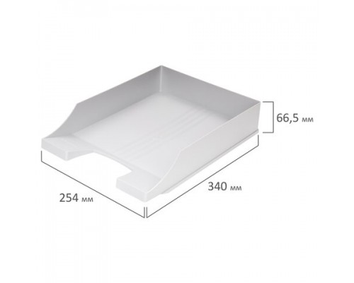 Лоток горизонтальный для бумаг BRAUBERG-CONTRACT, А4 (340х254х66,5 мм), серый, 230880
