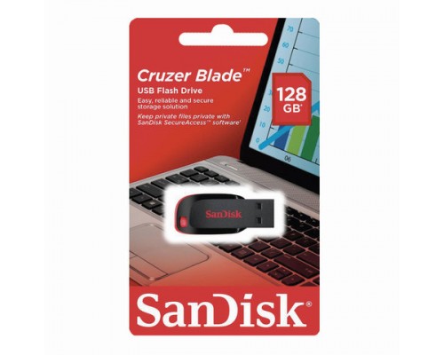 Флеш-диск 128GB SANDISK Cruzer Blade USB 2.0, черный, SDCZ50-128G-B35