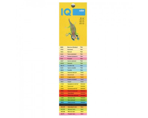 Бумага цветная IQ color А4, 80 г/м, 200 л, (4цв.x 50л), микс неон, RB04, ш/к 07470