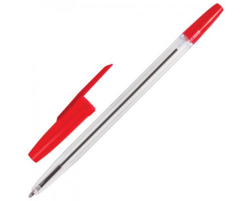 Ручка шариковая BRAUBERG Line, КРАСНАЯ, корпус прозрачный, узел 1мм, линия письма 0,5мм, 141341