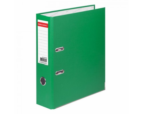 Папка-регистратор BRAUBERG с покрытием из ПВХ, 80 мм, с уголком, зеленая (удв. срок службы), 227193