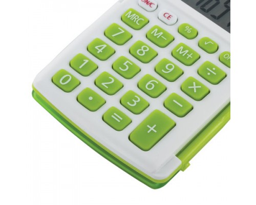 Калькулятор карманный STAFF STF-6238 (104х63мм), 8 раз.,дв.питание,БЕЛЫЙ С ЗЕЛЁНЫМИ КНОПКАМИ,блистер