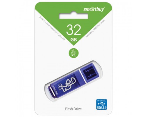 Флеш-диск 32GB SMARTBUY Glossy USB 3.0, тёмно-синий, SB32GBGS-DB