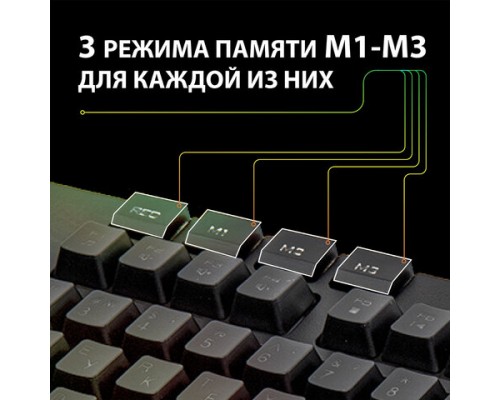 Клавиатура проводная игровая SONNEN KB-7700, USB, 104 клавиш+10 программируемых, RGB, черная, 513512