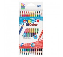Карандаши двусторонние CARIOCA "Bi-color", 12 штук, 24 цвета, трехгранные, заточенные, 42991