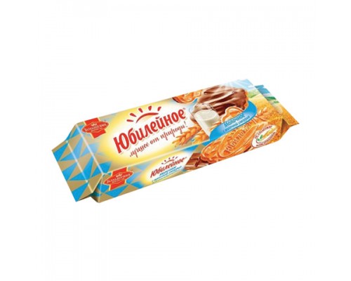 Печенье ЮБИЛЕЙНОЕ молочное с шоколадной глазурью, 116г, ш/к 53853
