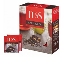 Чай TESS "Earl Grey" черный с бергамотом с цедрой лимона, 100 пакетиков в конвертах по 1,8 г, 1251-09