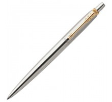 Ручка шариковая PARKER "Jotter Core Stainless Steel GT", корпус серебро, позолота, синяя, 1953182