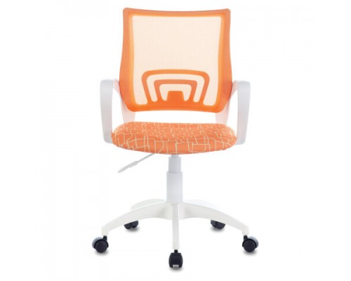 Кресло BRABIX Fly MG-396W, с подлокот., пластик белый, сетка, оранжевое с рис.TW-38-3/Giraffe,532402