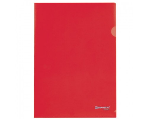 Папка-уголок BRAUBERG, красная 0,10мм, 223967