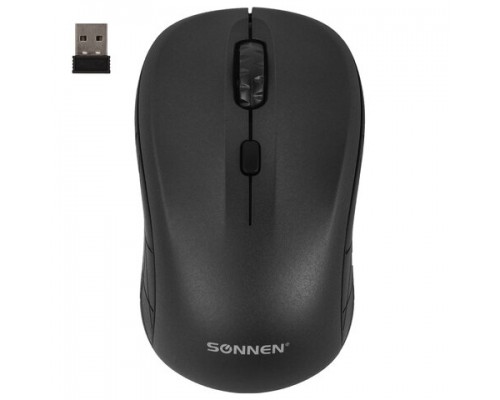 Мышь беспроводная SONNEN  V111, USB, 800/1200/1600 dpi, 4 кнопки, оптическая, черная,513518