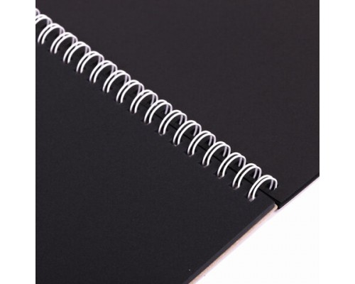Скетчбук, черная бумага 120 г/м2, 195х300, 30л, гребень, SoftTouch, выборочный лак, Авокадо, 97644