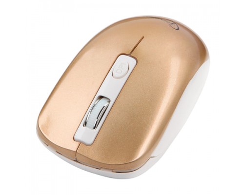 Мышь беспроводная бесшумная GEMBIRD MUSW-400-G, 3 кнопки+1 колесо-кнопка, оптическая, бело-золотая