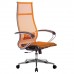 Кресло офисное МЕТТА К-7 хром, прочная сетка, сиденье и спинка регулируемые, оранжевое