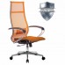 Кресло офисное МЕТТА К-7 хром, прочная сетка, сиденье и спинка регулируемые, оранжевое