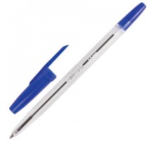 Ручка шариковая BRAUBERG "Line", СИНЯЯ, корпус прозрачный, узел 1 мм, линия письма 0,5 мм, 141097