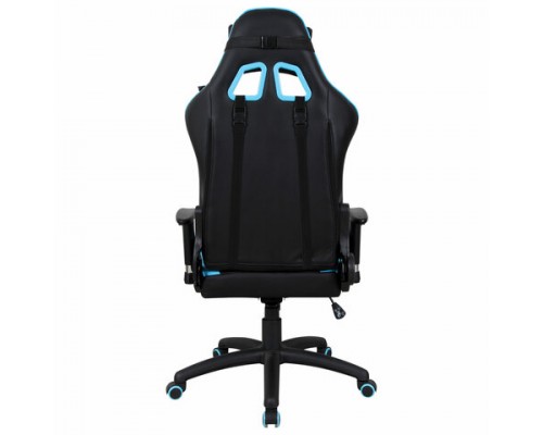 Кресло компьютерное BRABIX GT Master GM-110, две подушки, экокожа, черное/голубое, 531928