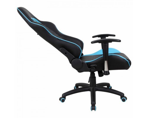 Кресло компьютерное BRABIX GT Master GM-110, две подушки, экокожа, черное/голубое, 531928