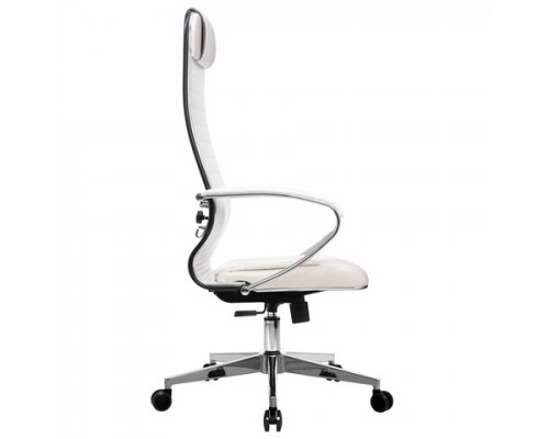 Кресло офисное МЕТТА К-6 хром, экокожа, сиденье и спинка мягкие, белое