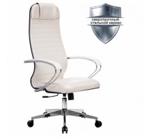 Кресло офисное МЕТТА "К-6" хром, экокожа, сиденье и спинка мягкие, белое
