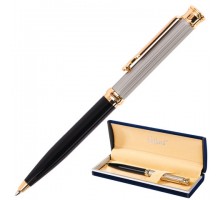 Ручка подарочная шариковая GALANT "Antic", корпус черный с серебристым, золотистые детали, пишущий узел 0,7 мм, синяя, 140388
