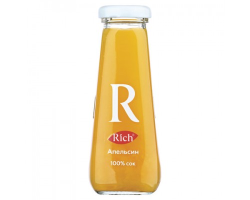 Сок RICH (Рич) 0,2 л, апельсин, для д/п, стеклянная бутылка, ш/к 20362
