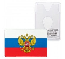 Обложка-карман для карт, пропусков "Триколор", 95х65 мм, ПВХ, полноцветный рисунок, российский триколор, ДПС, 2802.ЯК.ТК