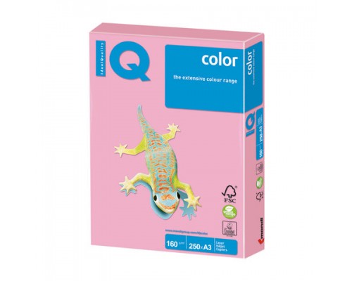 Бумага цветная IQ color БОЛЬШОЙ ФОРМАТ(297х420),А3,160 г/м,250л, пастель, розовая, PI25,ш/к 00280