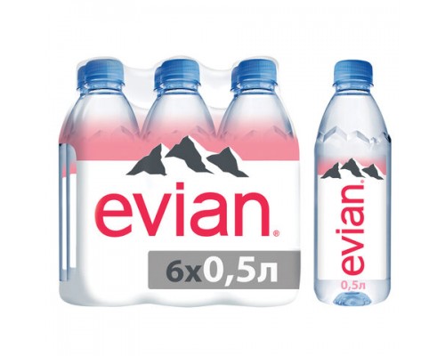 Вода негазированная минеральная EVIAN 0,5 л, ш/к 22004