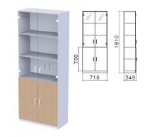 Шкаф закрытый со стеклом "Бюджет", 716х349х1810 мм, орех онтарио (КОМПЛЕКТ)