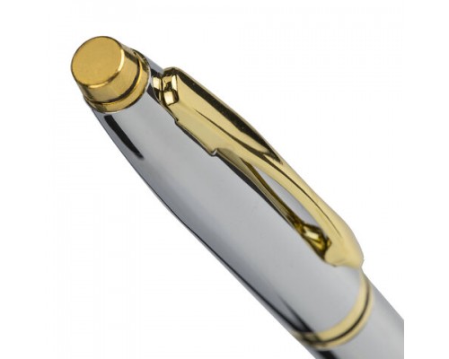 Ручка подарочная шариковая BRAUBERG De luxe Silver, корп.сереб,узел 1мм, линия 0,7мм,синяя,141414