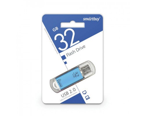 Флеш-диск 32GB SMARTBUY V-Cut USB 2.0, металл. корпус, синий, SB32GBVC-B