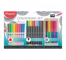 Набор для творчества MAPED "Colouring Set", 10 фломастеров, 10 капиллярных ручек, 12 двусторонних цветных карандашей, точилка, 897417