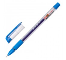 Ручка гелевая с грипом STAFF "College" GP-179, СИНЯЯ, корпус прозрачный, игольчатый узел 0,6 мм, линия письма 0,3 мм, 143015