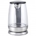 Чайник KITFORT КТ-619, 1,7 л, 2200 Вт, закрытый нагревательный элемент, стекло, серебристый