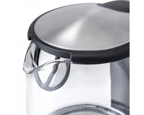 Чайник KITFORT КТ-619, 1,7 л, 2200 Вт, закрытый нагревательный элемент, стекло, серебристый