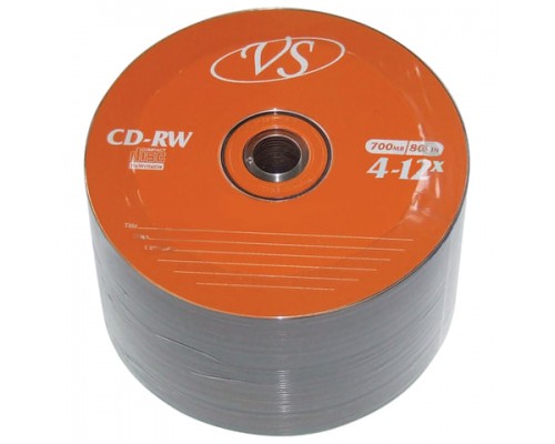 Диски CD-RW VS 700 Mb 4-12x Bulk (термоусадка без шпиля), КОМПЛЕКТ 50 шт., VSCDRWB5001
