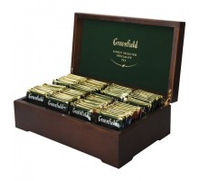 Чай GREENFIELD ассорти 8 вкусов в деревянной шкатулке, НАБОР 96 пакетиков, 0463-10