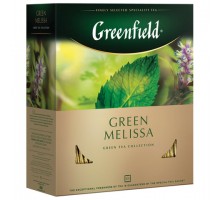 Чай GREENFIELD "Green Melissa" зеленый с мятой и мелиссой, 100 пакетиков в конвертах по 1,5 г, 0879