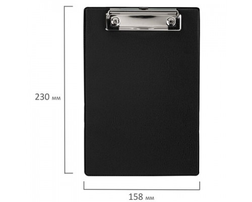 Доска-планшет МАЛЫЙ ФОРМАТ (158х230 мм), А5, STAFF с прижимом, картон/ПВХ, ЧЕРНАЯ, 229556