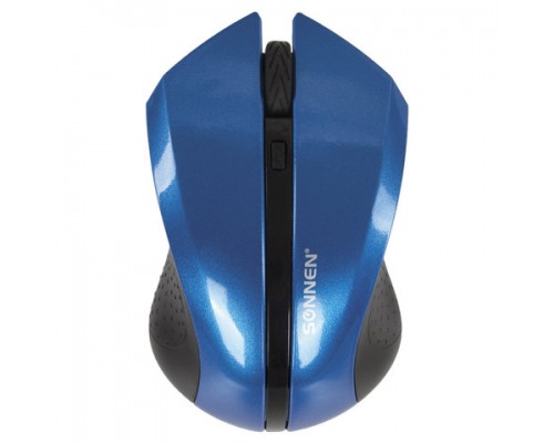 Мышь беспроводная SONNEN WM-250Bl, USB, 1600dpi, 3 кнопки+1 колесо-кнопка, оптическая, синяя, 512644