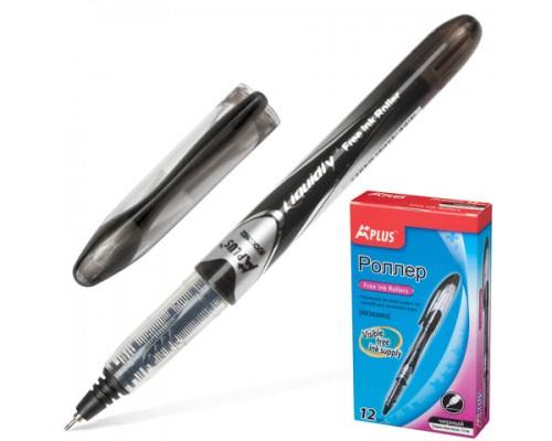 Ручка-роллер BEIFA (Бэйфа) A Plus, ЧЕРНАЯ, корпус с печатью, узел 0,5мм, линия 0,33мм, RX302602-BK