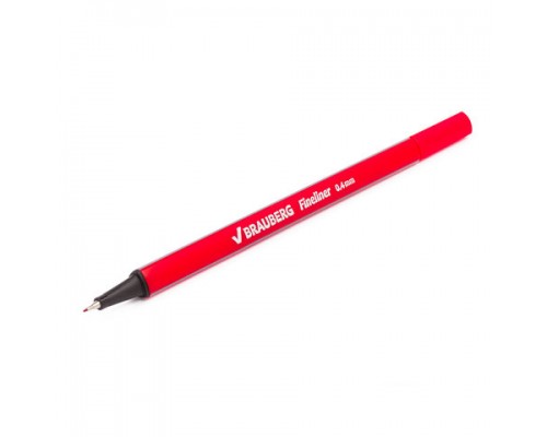 Ручка капиллярная (линер) BRAUBERG Aero, КРАСНАЯ, трехгранная, металлич. наконечник, 0,4мм, 142254