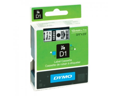 Картридж для принтеров этикеток DYMO D1 19мм*7м, лента пластиковая, чёрный шрифт, белый фон S0720830