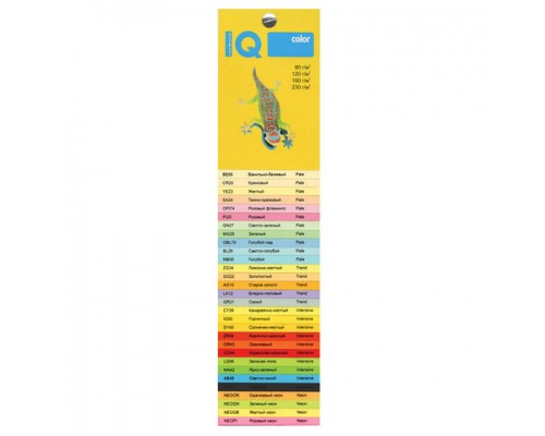 Бумага цветная IQ color А4, 80 г/м, 500 л, интенсив, солнечно-желтая, SY40, ш/к 00853