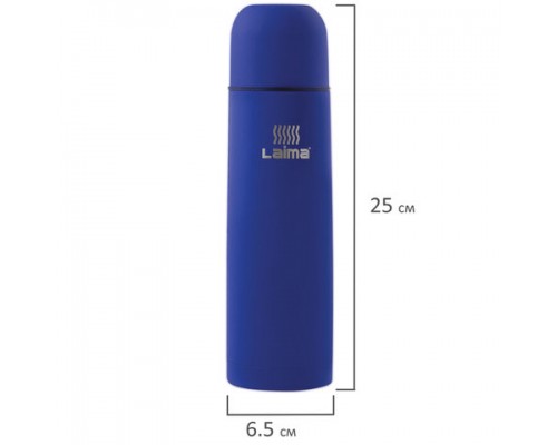 Термос LAIMA классический с узким горлом, 0,5л, нержавеющая сталь, синий, 605122