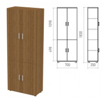 Шкаф закрытый "Канц", 700х350х1830 мм, цвет орех пирамидальный (КОМПЛЕКТ)