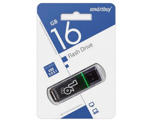 Флеш-диск 16GB SMARTBUY Glossy USB 3.0, тёмно-серый, SB16GBGS-DG